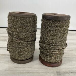 Industrial Vintage Wooden Spools Of Yarn Set Of 2 Chunky 9”